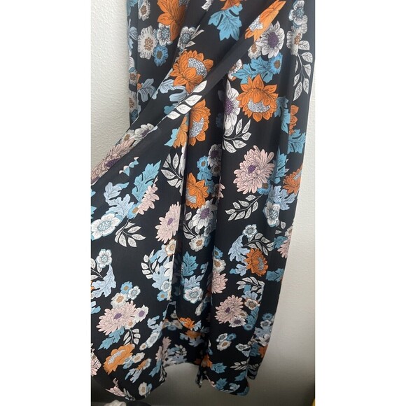 Astr Boho Floral Maxi Dress Black Strappy Cross Back Fairycore Lagenlook Summer - Picture 4 of 9